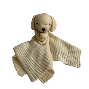Carters Dog Pupply Yellow Knit Baby Lovey Security Blanket Soother Stripe